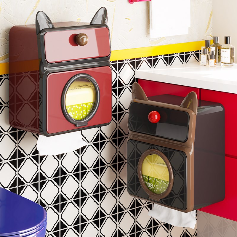 卫生间壁挂式纸巾盒子免打v孔厕所卫生纸置物架防水厕纸抽纸卷纸