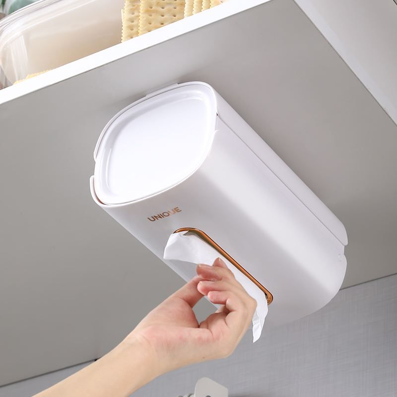 厨房用纸巾盒免打孔壁挂式洗脸面巾纸厕所厕纸卫T生间抽纸收纳盒