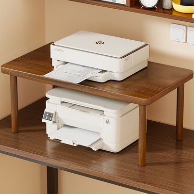 实木打印机置物架电脑主机架放置架双层办公室桌面复印机加高托架