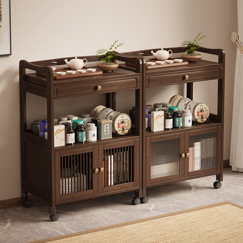 置物架多层茶叶收纳架客厅可移动小推车带轮茶几沙发边几茶水架子