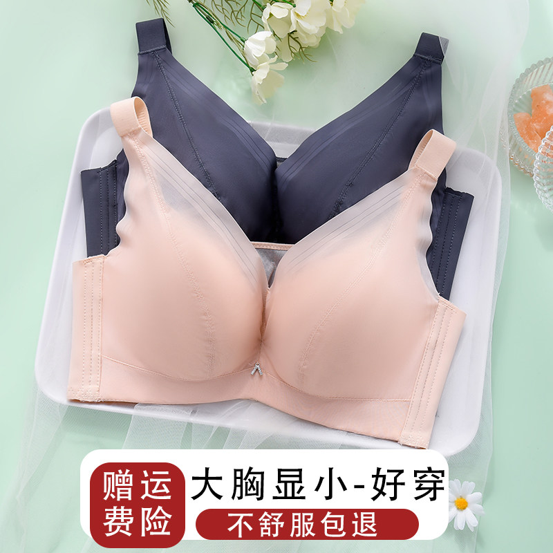 有钢圈内衣女大胸显胸小文胸超薄软钢圈全罩杯调整型防下垂收副乳