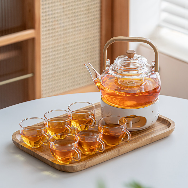 下午茶具a杯子玻璃玫瑰花茶壶蜡烛加热养生壶煮茶炉泡水果茶壶套图片