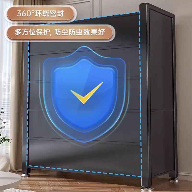 家用钢制餐边柜厨房置物架落地多层微波炉烤箱收纳柜碗柜储物柜子