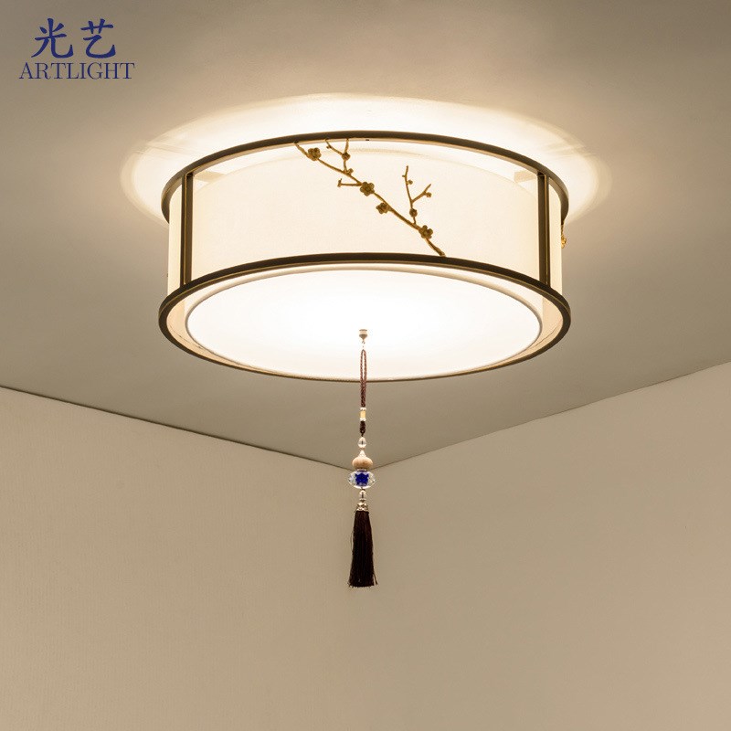 新中式吊灯客厅灯简约现代大气家用风圆形卧室U餐厅样板房灯具