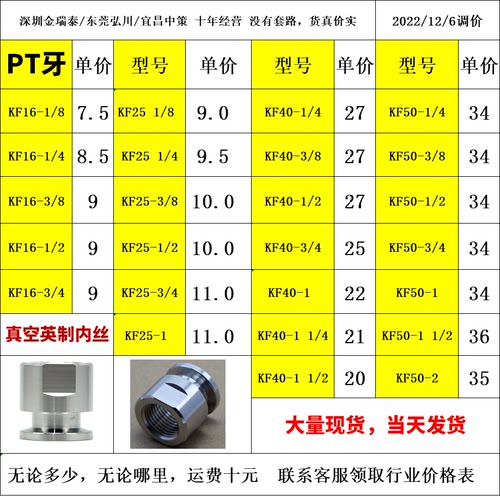 真空KF卡盘内丝 快装内丝接头压力表接头KF16 KF25 KF40 四分六分