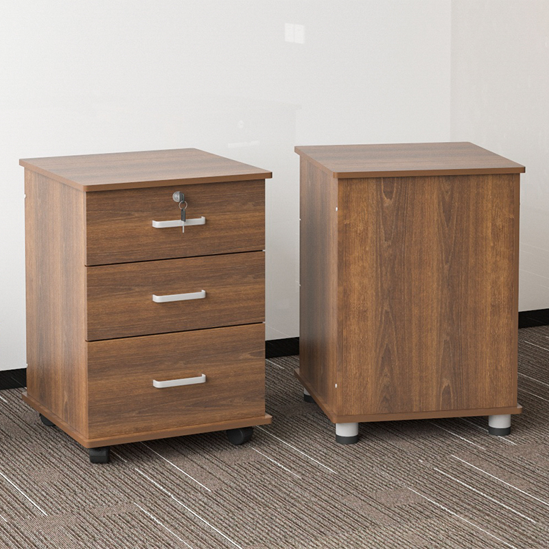 简约现代矮柜可移动文件柜木质带锁储物柜办公室桌下收纳柜抽屉柜