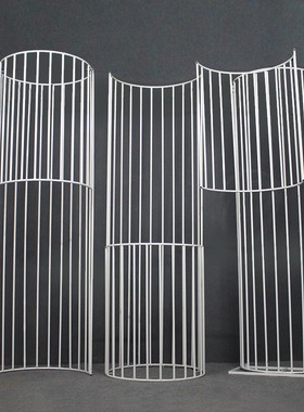 婚庆道具铁艺线条屏风新款半圆弧形摆件婚礼舞台背景装饰拱门路引