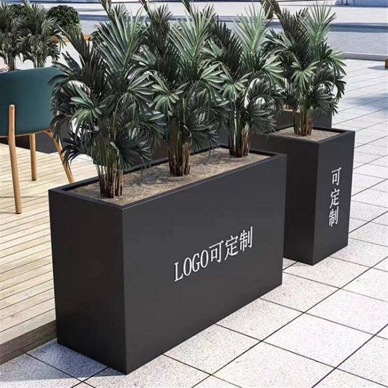 户外不锈钢铁艺花箱种植箱奶茶店室外隔断花栏商业街酒店广场花槽