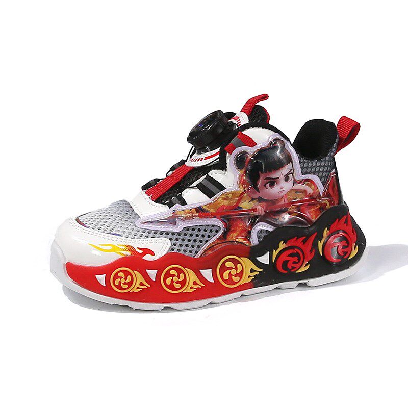 哪吒童鞋儿童运动鞋男童亮灯鞋子夏季新款透气单网宝宝发光机能鞋
