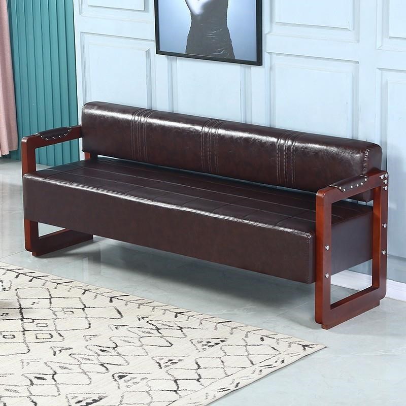 新款理发店沙发实木等候椅时尚奶茶店发廊休息沙发办公候客区椅子