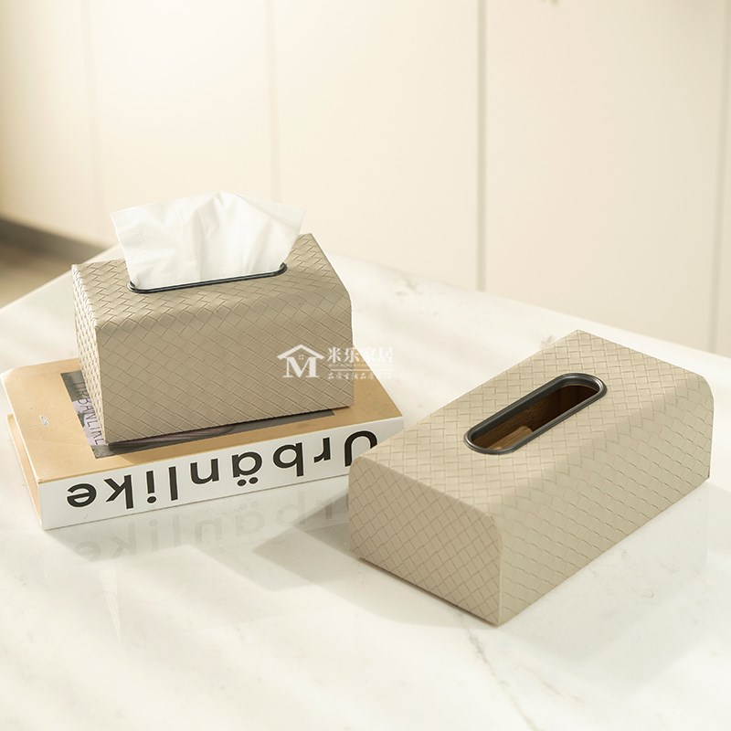 意式简约高级皮革纸巾盒托盘收纳套装餐厅样板间茶台茶几桌面收纳