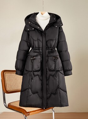 2024冬装新款羽绒棉服女中长款韩版收腰棉衣时尚设计感加厚棉袄潮