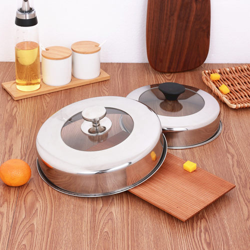 不锈钢锅盖加高加j厚蒸锅盖子手打铁锅盖家用28cm30cm32炒锅高盖