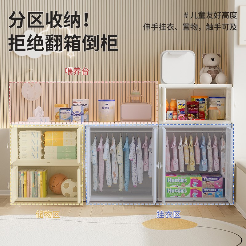 喂养台宝宝衣柜儿童玩具收纳柜大容量置物架储物柜婴儿组合柜斗柜