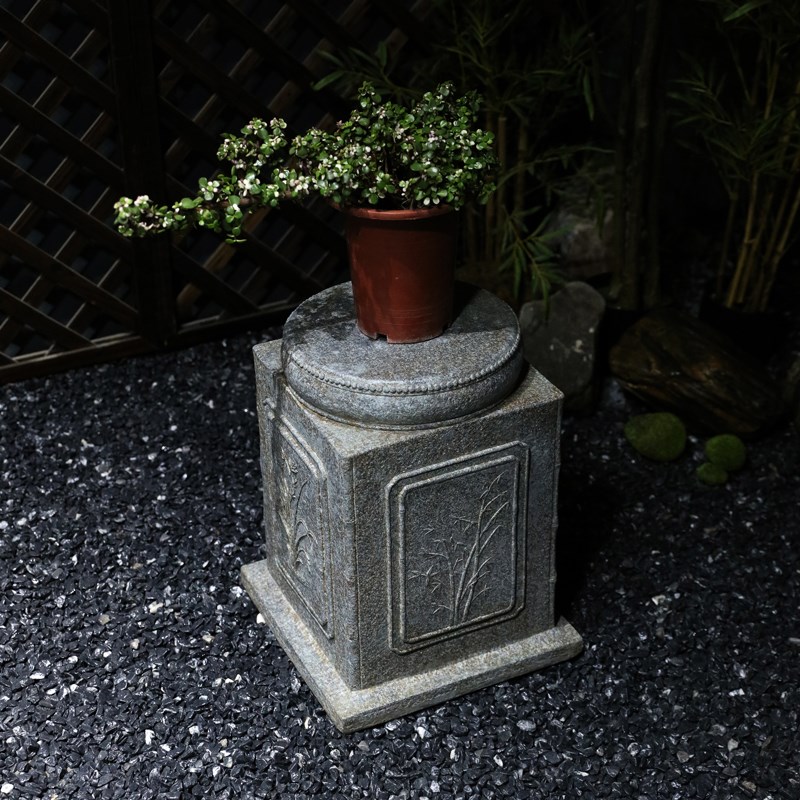 落地摆件仿石墩人造石柱户外造景新中式庭院花园盆景底座阳台花架