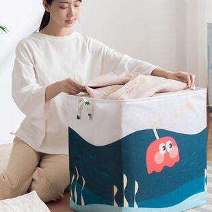 可折叠收纳箱个性棉麻布艺印花大号脏衣收纳袋子收纳筐收纳篮束口