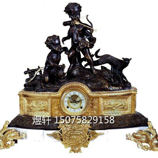 全铜欧式铸机械欧式时钟仿西洋钟表铜古董故宫狩猎家居装饰座钟钟