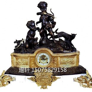 全铜欧式铸机械欧式时钟仿西洋钟表铜古董故宫狩猎家居装饰座钟钟