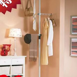 地免打孔挂衣架立室内天简易伸缩折叠阳台晒晾衣架落地晾单杆式顶