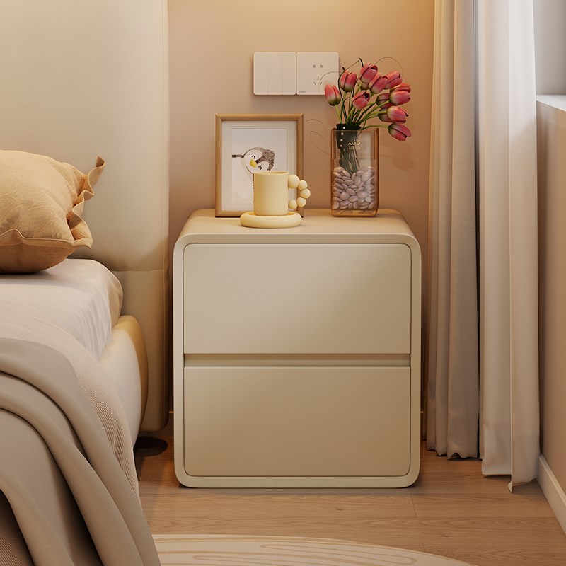 实木床头柜2025新款奶t油风小型床边柜家用卧室现代简约床头收纳