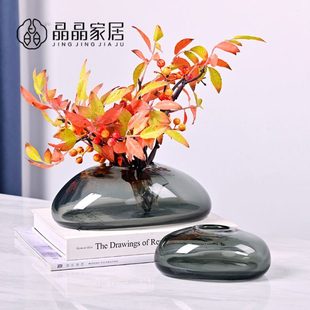 现代北欧小黑花瓶摆件桌面客厅餐桌玄关边几家居样板房售楼处饰品