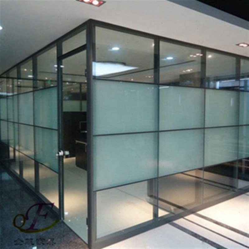 公室家具隔断隔墙屏风 铝合金双D层磨砂玻璃隔断  公室隔墙