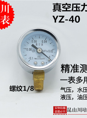上海天川真空压力表YZ-40YZ-50小表面压力表真空负压表 -0.1-0MPA