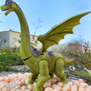 电动恐龙带翅膀腕龙会发声发光走路声光走路下蛋儿童玩具男孩3岁6