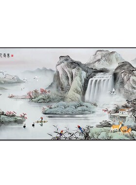 线绣十绣022新款客厅水墨江山如字画江山如画1满绣大幅风景大气手