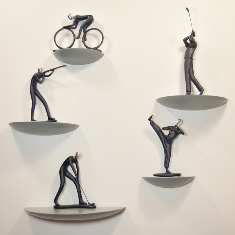 墙上置物架灰色实木半圆形隔板花架书架实木壁挂装饰店铺展览架架