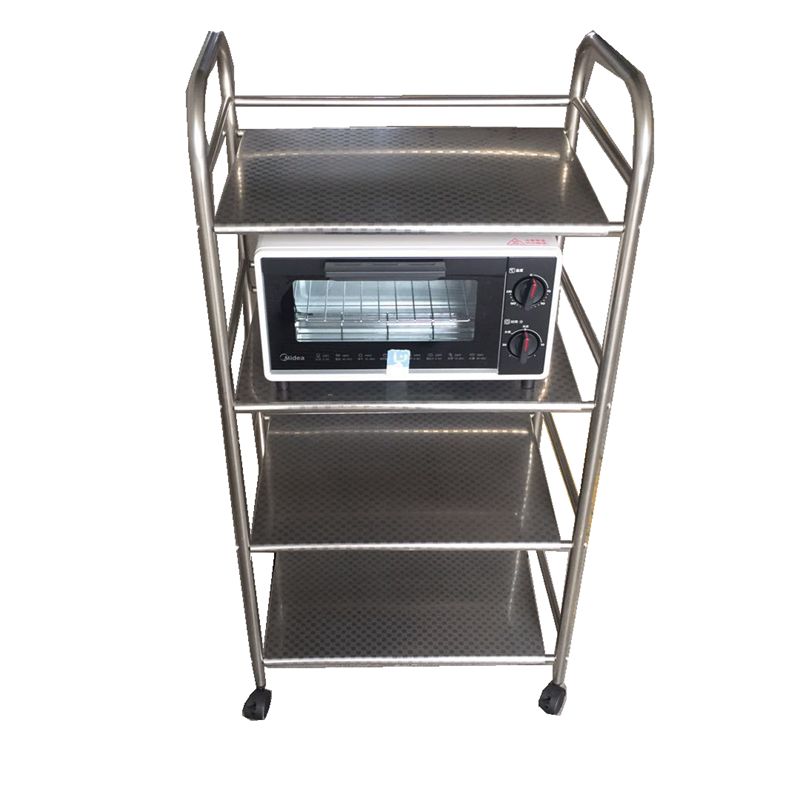 不锈钢厨房微波炉烤箱置物架多层架落地浴室收纳火锅店菜架子带轮