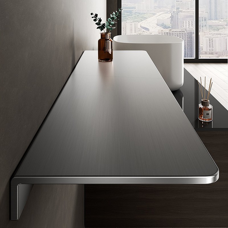 加厚304不锈钢隔板置物架收纳墙上一字板卫生间洗漱台镜前免打孔