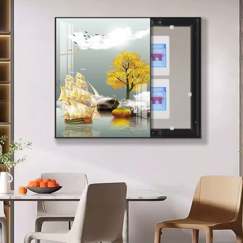 电表箱装饰画现代简约餐厅配电箱挂画免打孔遮挡配电箱开关挂画