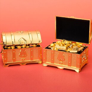 招财藏宝箱金元宝摆件聚财百宝箱金条金铲小金库办公室桌面装饰品