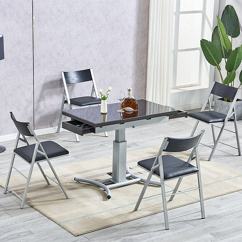现代简约餐桌家用小户型伸缩长方形折叠多功能升降茶几餐桌两用