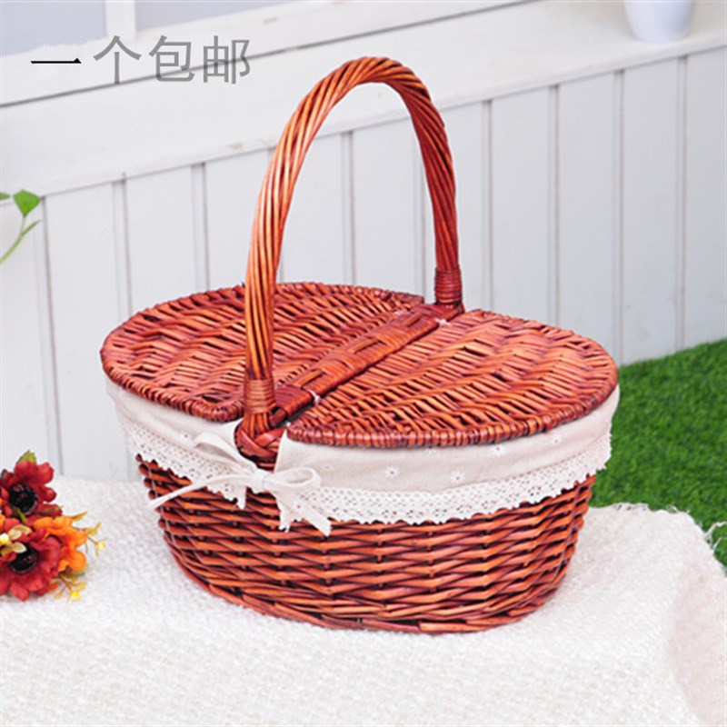 藤编柳编竹编购物篮手提篮小篮子礼品篮野餐篮收纳筐编织篮水果篮