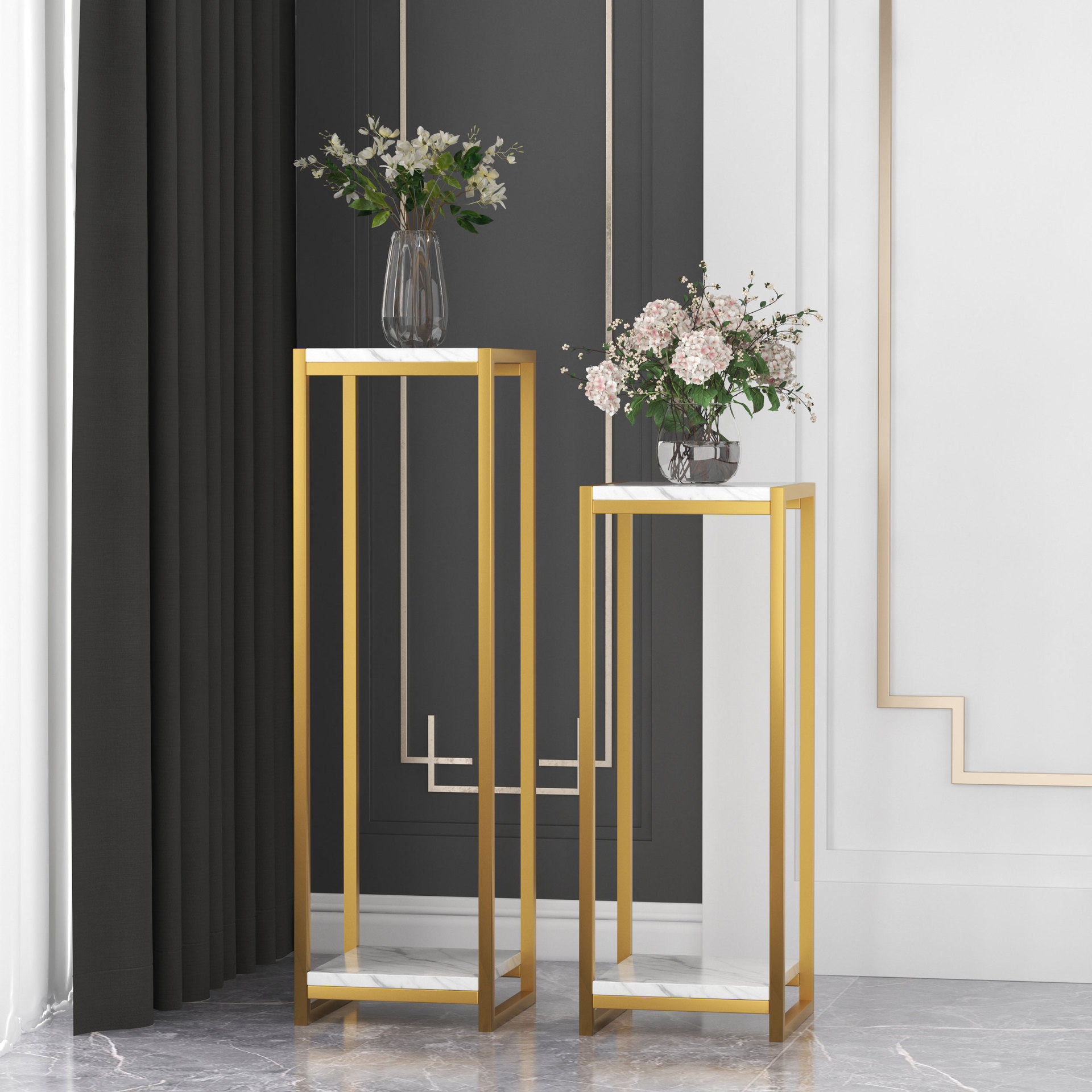 北欧时尚大理石花架摆件置物架客厅阳台装饰落地式铁艺花盆植物架,住宅家具,花架/花几,淘宝优惠券,粉丝福利购,淘宝优惠卷