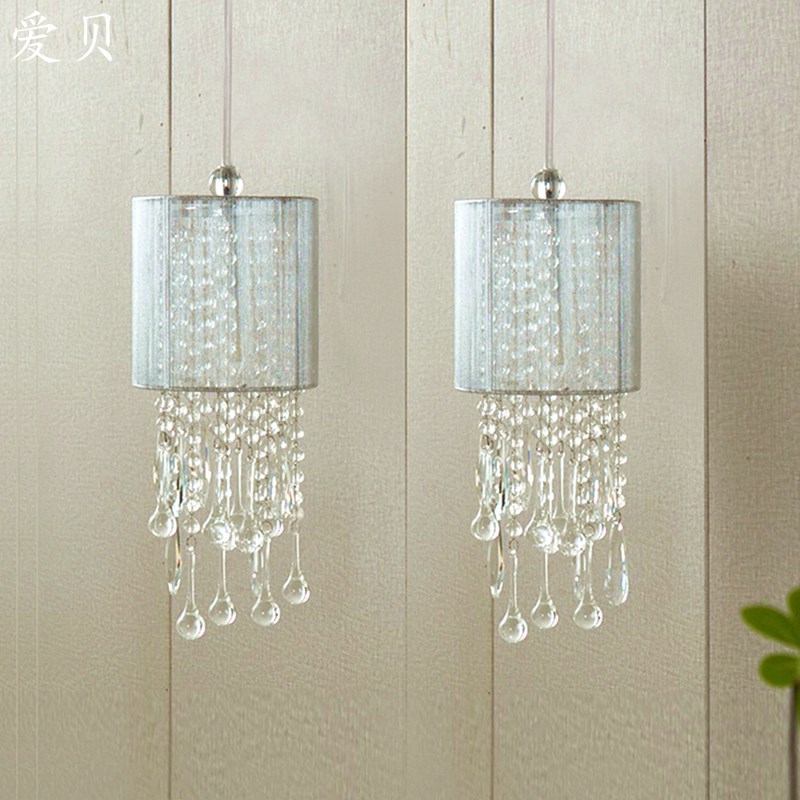 SY轻奢银色柔光水晶珠吊灯现代欧美法式飘M窗衣帽间卧室床头小吊