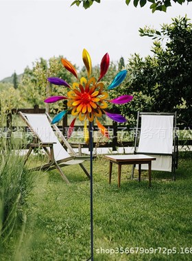 爆款铁艺金属风车园o艺庭院户外风车花园插件旋转风车金属工艺摆