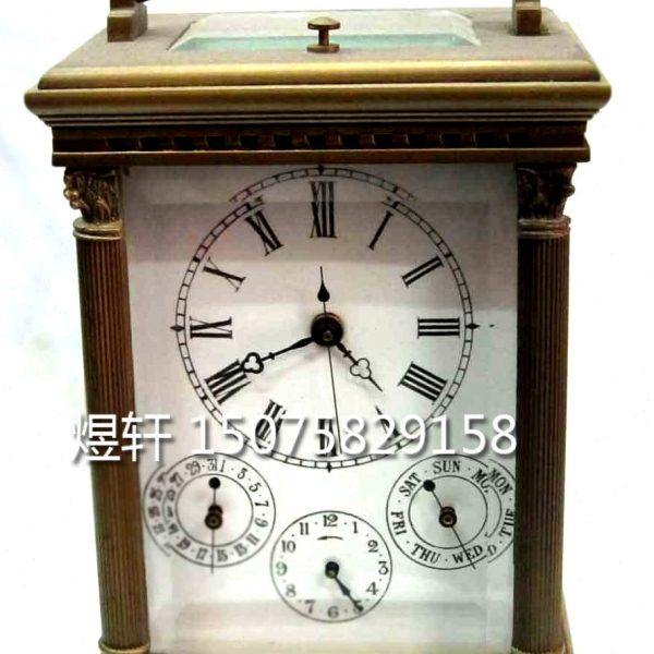 四盘六针皮套闹钟|欧式古典钟表|卧室创意艺术钟|上弦仿古董钟表