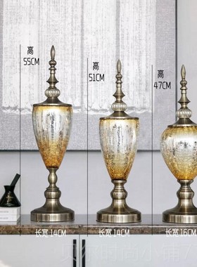 新款欧璃式玻花瓶摆o件装饰品家居客厅柜电视关玄装饰高档会所插