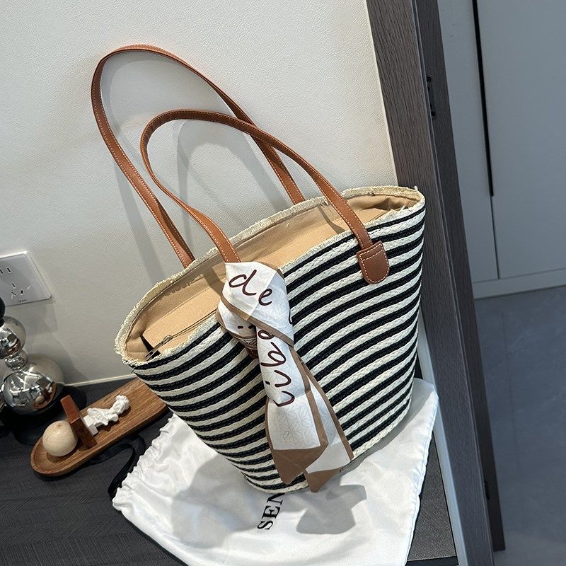 包包女夏季法式草编包海边度假沙滩包条纹编织大容量单肩通勤包,箱包皮具/热销女包/男包,托特包,淘宝优惠券,粉丝福利购,淘宝优惠卷