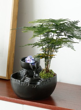 时来运转流水生财摆件办公室桌面假山喷泉景客厅招财乔迁开业礼品