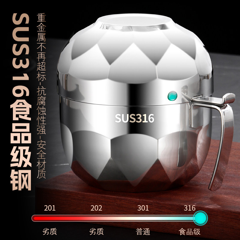高档316保温饭盒上班族快餐杯双C层不锈钢学生打饭缸大容量泡面碗