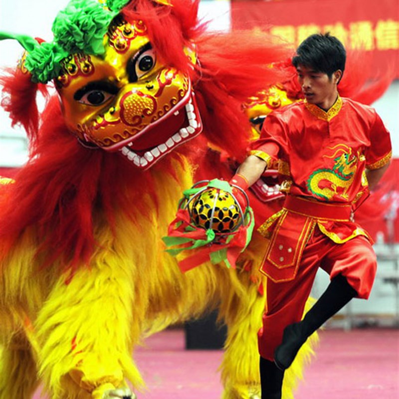 舞狮道具狮头舞狮用品笑脸北狮演出年会庆典专用舞狮用品