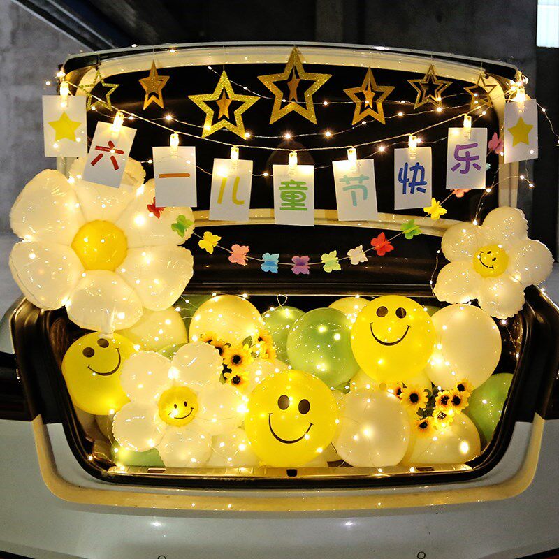 网红汽车后备箱惊喜装饰 生日男孩女儿汽车车尾箱气球布置轿车