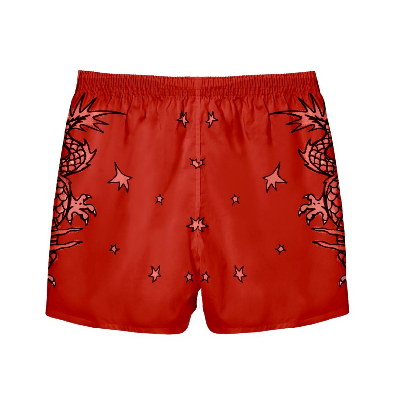 本命年红色阿罗裤内裤男纯棉宽松平角四角短睡裤衩头男士红色内裤