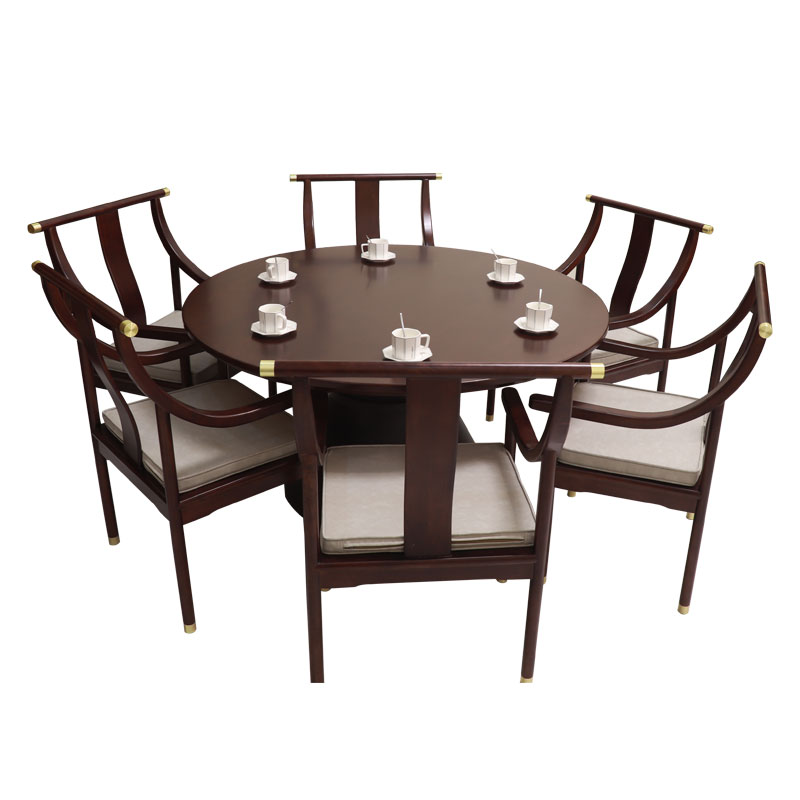 实木餐桌椅组合酒店新中式大圆桌包厢宴会圆桌饭店火锅桌20人商用