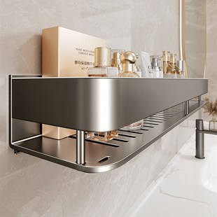 打孔式 卫生间置物架子厕所洗漱台墙上收纳洗手间壁挂浴室挂架 安装