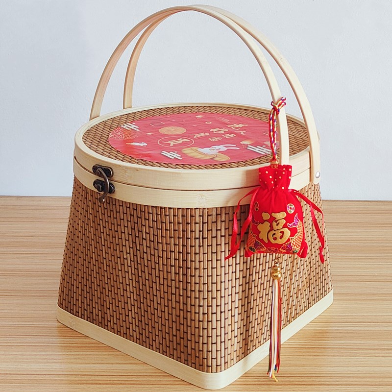 结婚过大礼篮子早生贵子喜庆嫁妆提亲喜篮编制篮手提篮礼品篮用品